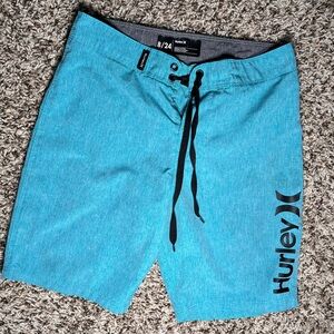 Hurley Kids Teal Shorts with Black Logo